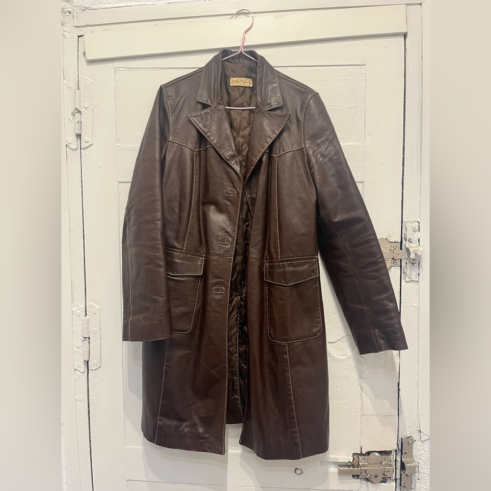 Vintage brown leather trench